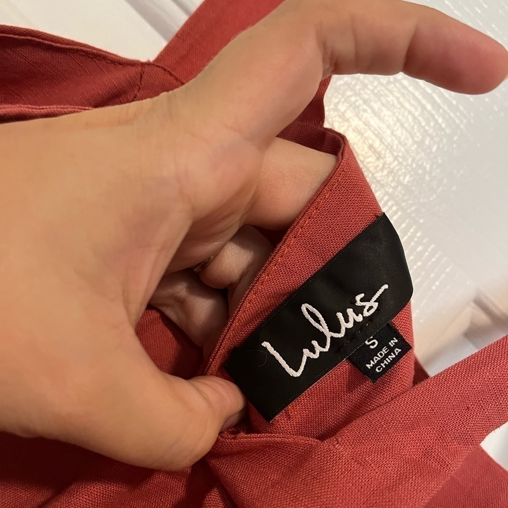 Lulu’s Louetta Rust Red Button-Down Mini Dress Bo… - image 5